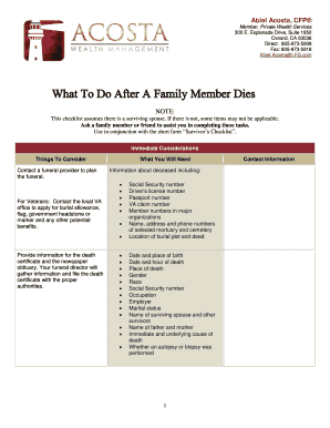 funeral checklist template