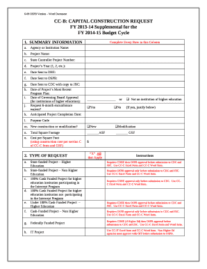 CC-B: CAPITAL CONSTRUCTION REQUEST