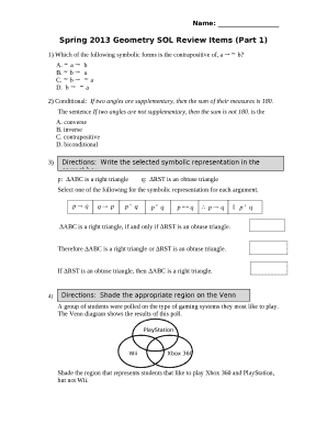 Spring 2013 Geometry SOL Review Items (Part 1)