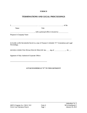 TERMINATIONS AND LEGAL PROCEEDINGS