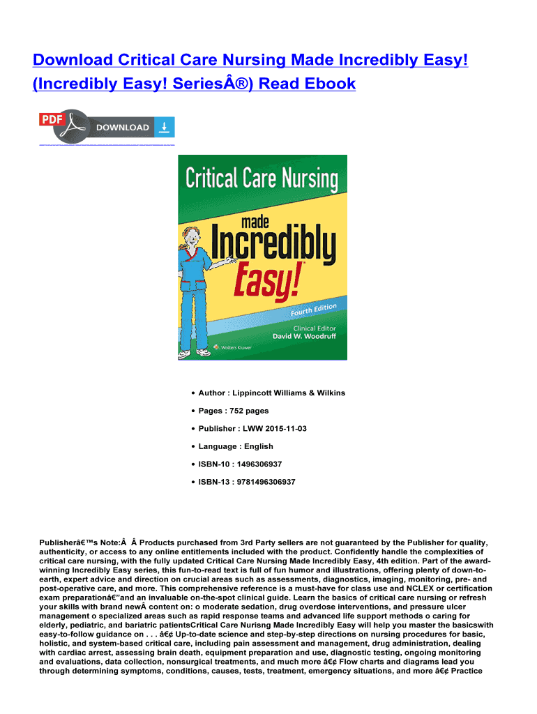 Critical Care Nursing Made Incredibly Easy Critical Care Nursing Made Incredibly Easy Pdf - Fill Online, Printable