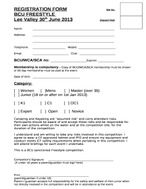 REGISTRATION FORMBib No