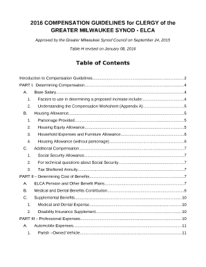 2016 COMPENSATION GUIDELINES for CLERGY of the GREATER MILWAUKEE SYNOD - ELCA