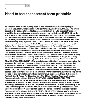 Fillable Online Head to toe assessment form printable Fax Email Print ...