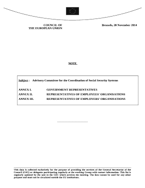 Subject :Advisory Committee for the Coordination of Social Security Systems