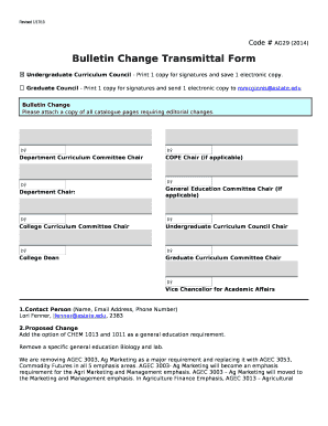 Undergraduate Curriculum Council - Print 1 copy for signatures and save 1 electronic copy