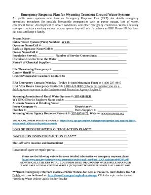 Emergency Response Plan for Wyoming Transient Ground Water Systems