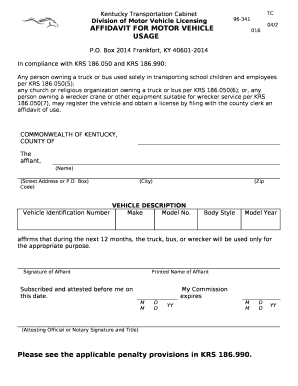 In compliance with KRS 186