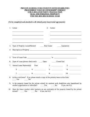 PRESCRIBED COST OF OWNERSHIP FORMAT