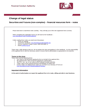 Securities and Futures (non-complex) financial resources form notes