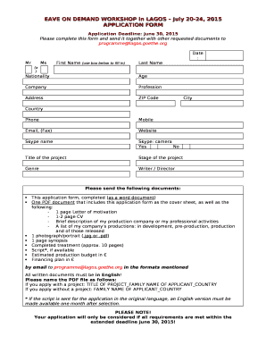 EAVE ON DEMAND WORKSHOP in LAGOS July 20-24, 2015