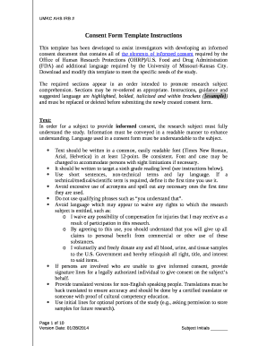 Consent Form Template Instructions