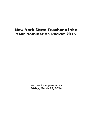 New York State Teacher of the Year Nomination Packet 2015
