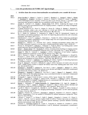 Liste des productions de lUMR 1347 Agrocologie