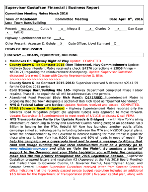 Supervisor Gustafson Financial / Business Report
