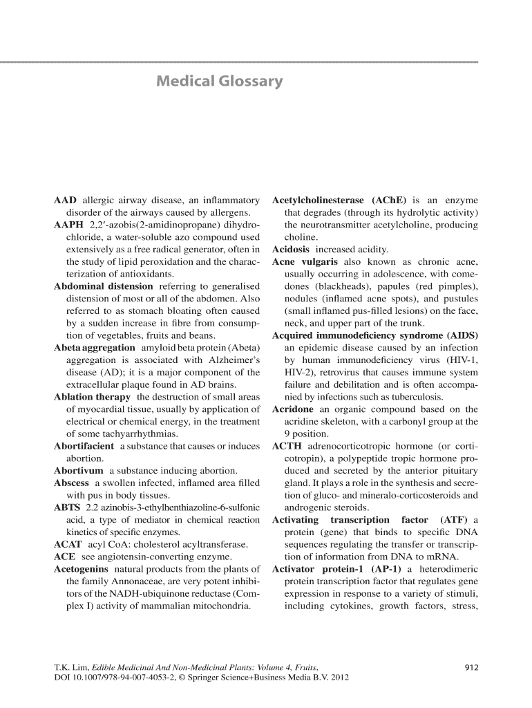 Fillable Online Medical Glossary Fax Email Print - pdfFiller