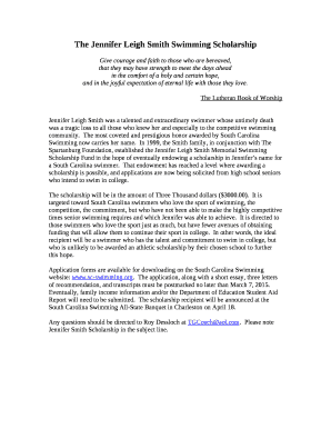 The Jennifer Leigh Smith Swimming Scholarship