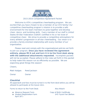 2015-2016 Competition Agreement Packet