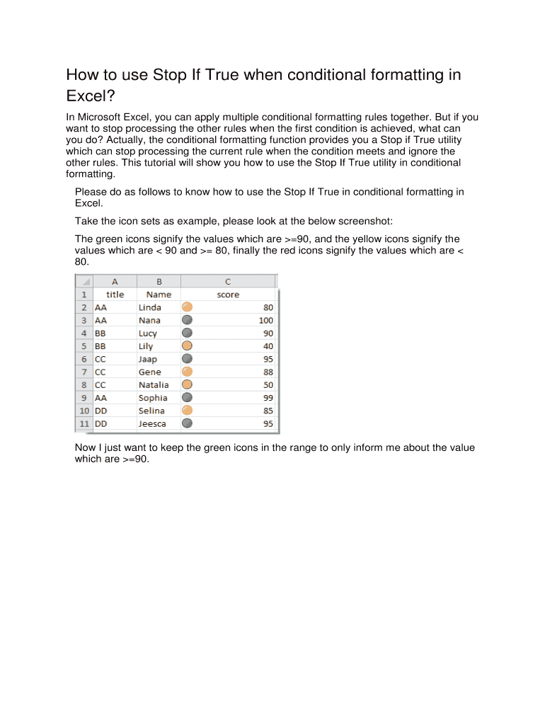 Fillable online how to use stop if true when conditional formatting in