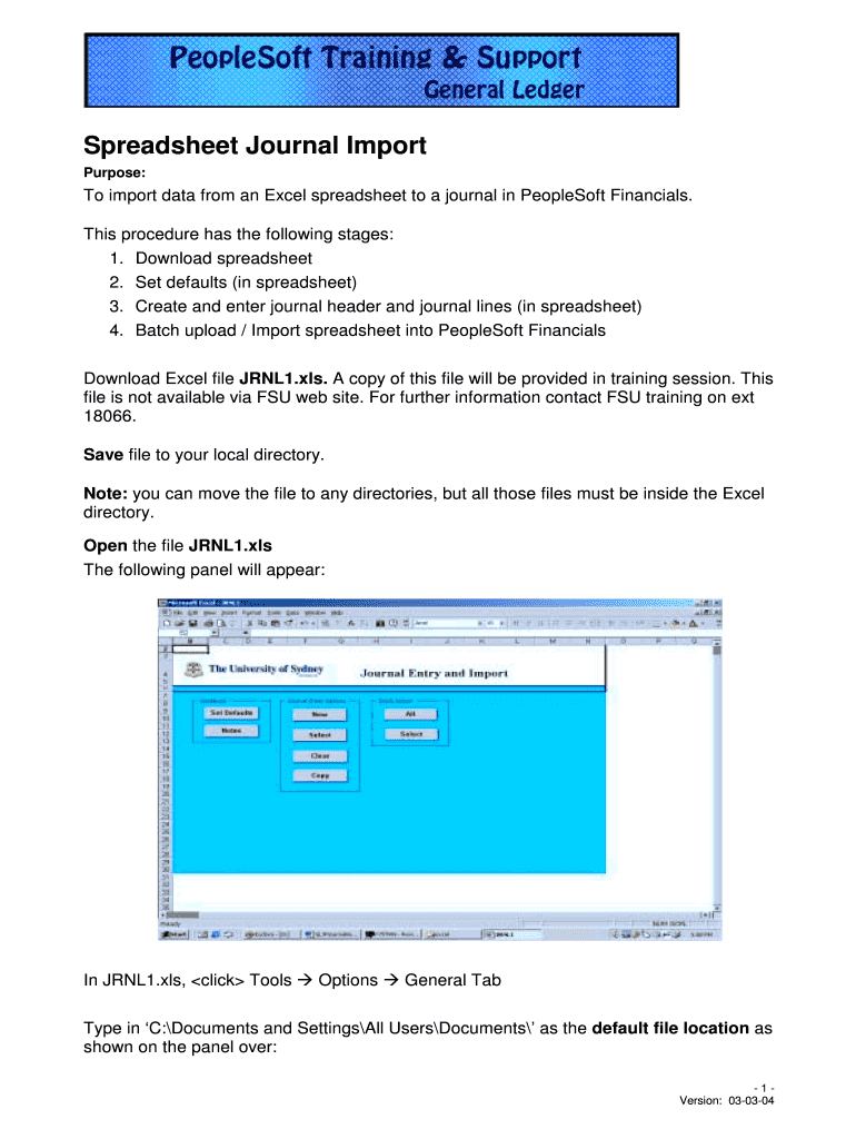 Fillable Online Spreadsheet Journal Import Fax Email Print pdfFiller