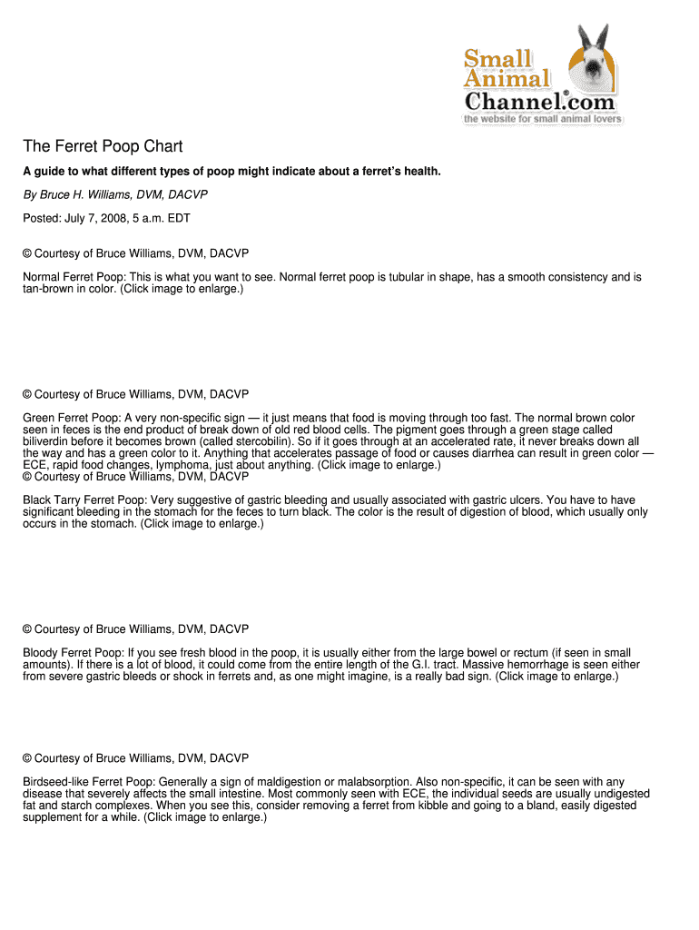 Fillable Online The Ferret Poop Chart Fax Email Print pdfFiller