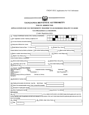 E Application For VAT Deferment