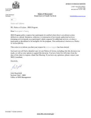 RE: Notice of Action IRIS Program