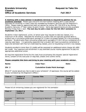 Brandeis UniversityRequest to Take Six Classes