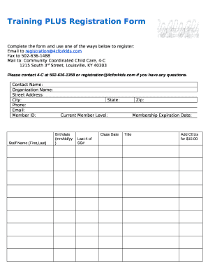 Training PLUS Registration Form