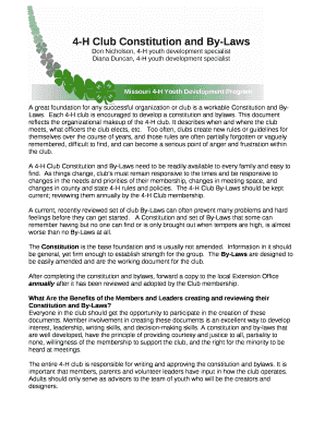 4-H Club Constitution and By-Laws