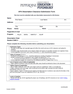 This form must be submitted with your dissertation manuscript for APA Review