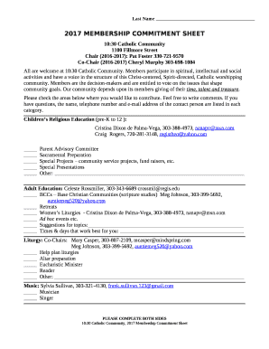 2017 MEMBERSHIP COMMITMENT SHEET
