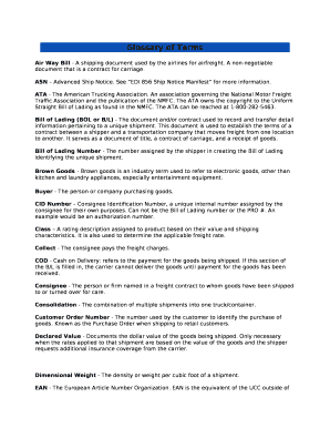 Air Way Bill - A shipping document used by the airlines for airfreight