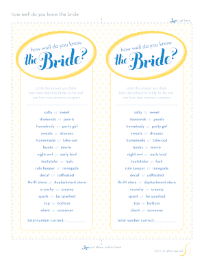 how nicely do yourself understand the bride cost-free printable template image regarding How Well Do You Know the Bride Free Printable known as how nicely do yourself comprehend the bride cost-free printable template