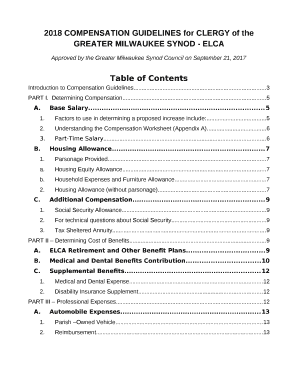 2018 COMPENSATION GUIDELINES for CLERGY of the GREATER MILWAUKEE SYNOD - ELCA