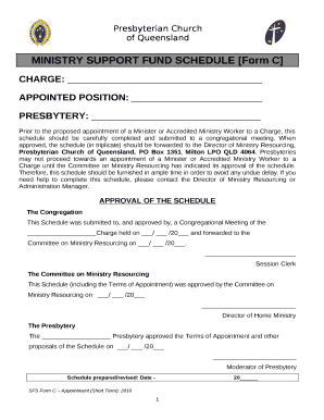 MINISTRY SUPPORT FUND SCHEDULE Form C