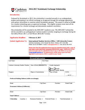 Endowed by Scotiabank in 2012, this scholarship is awarded annually to an undergraduate student participating in an official exchange as recognized through the exchange agreements with partner universities in countries where Scotiabank
