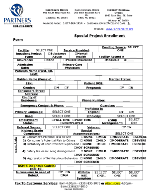 Special Project Enrollment Form