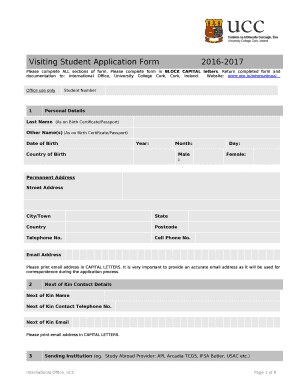 Visiting Student Application Form2016-2017