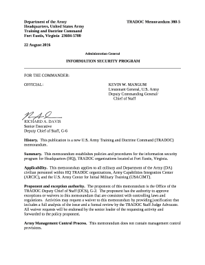 Department of the ArmyTRADOC Memorandum 380-5