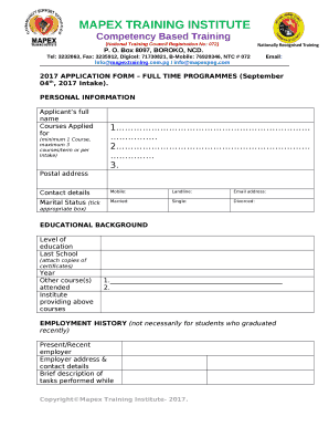 mapex training institute application form 2023 pdf