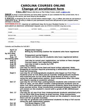 FALL 2017 Return this form to The Friday Center, email: ccounc
