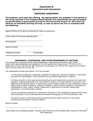 Agreement and Assurances