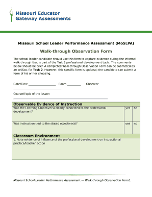 Walk-through Observation Form
