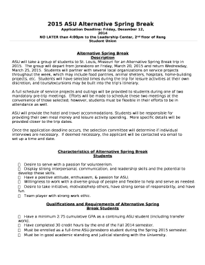 Application Deadline: Friday, December 12, 2014