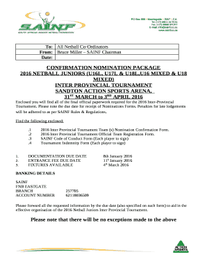 CONFIRMATION NOMINATION PACKAGE
