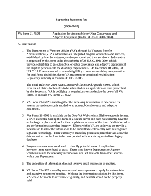 Supporting Statement for: