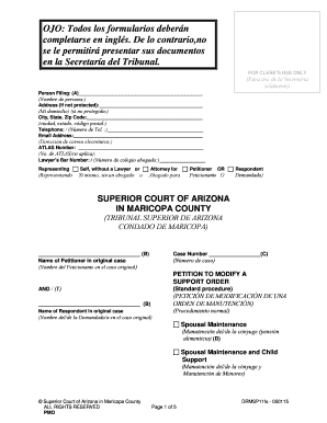 Arizona Spousal Maintenance Modification Petition