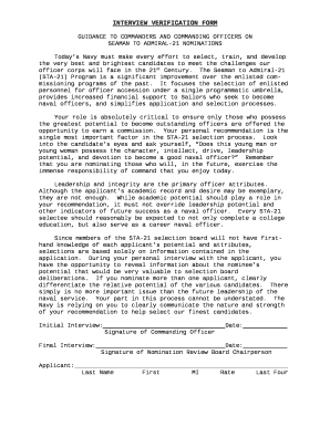INTERVIEW VERIFICATION FORM