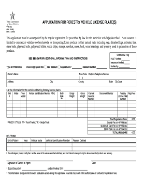 This application must be accompanied by the regular registration fee prescribed by law for the particular vehicle(s) described